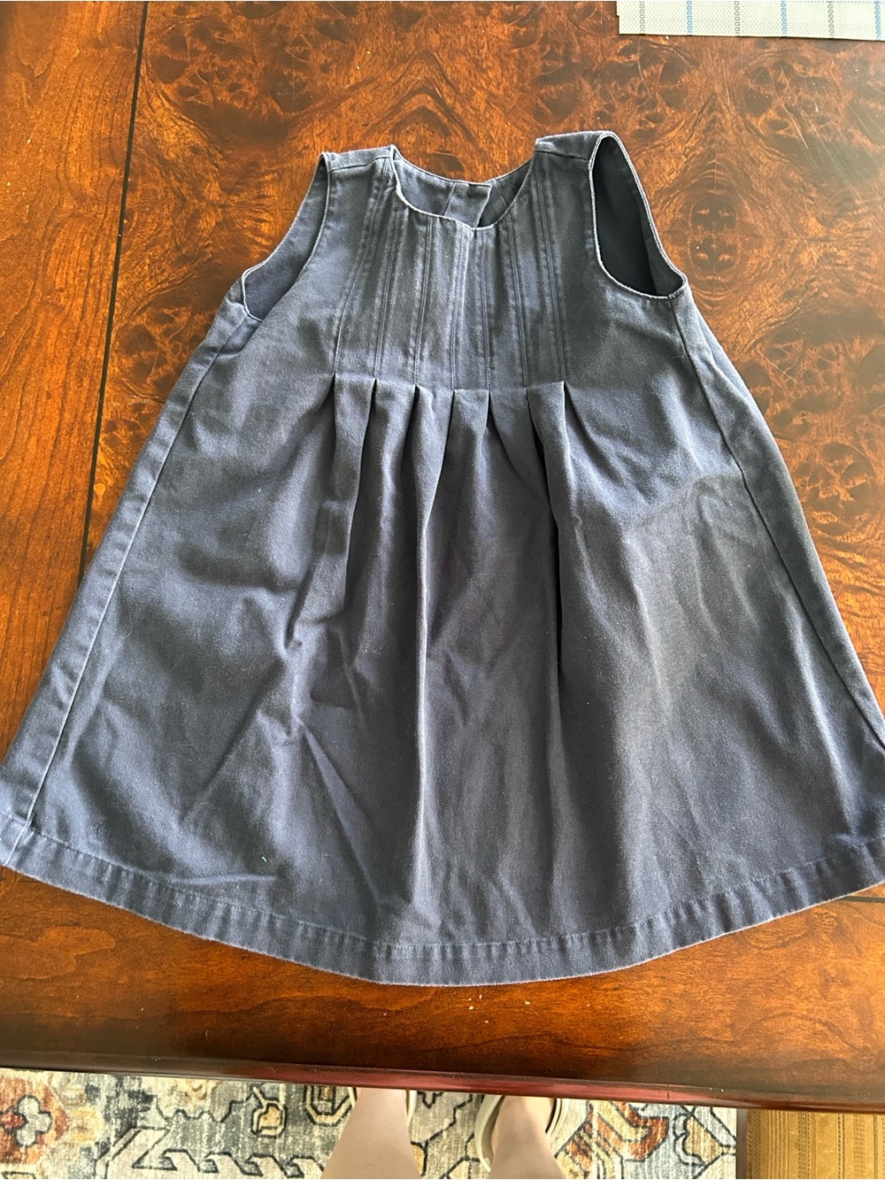 Vintage Ralph Lauren Navy Baby Jumper Dress with Pleats 4T sleeveless retro